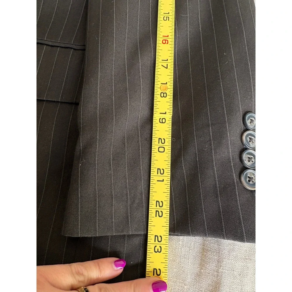 Mens 46S Brown Pinstripe 2 Piece Suit Two Button Blazer Trousers 46 Short 36x29